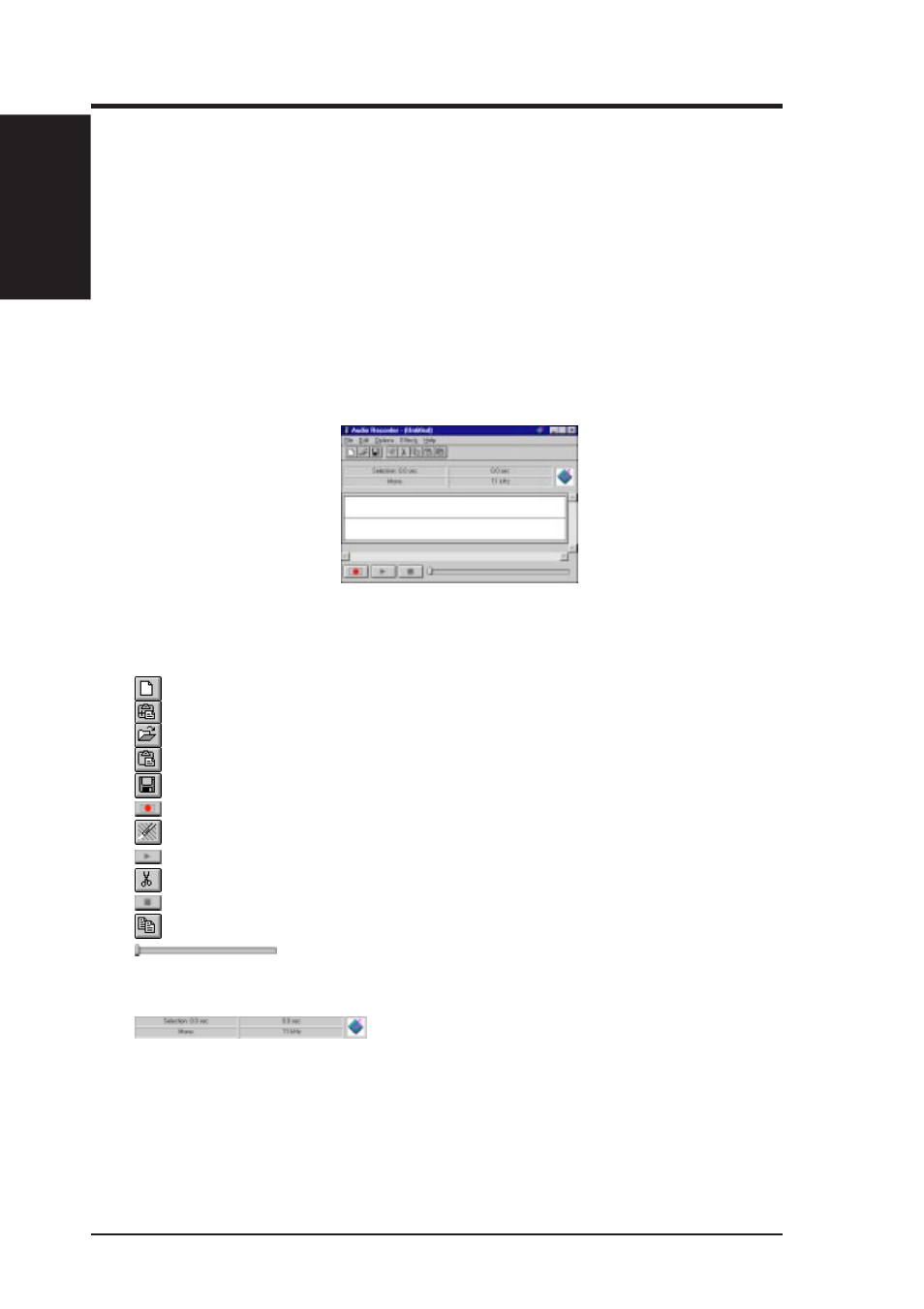 Vi. software reference, The audio recorder | Asus P5S-B User Manual | Page 98 / 104