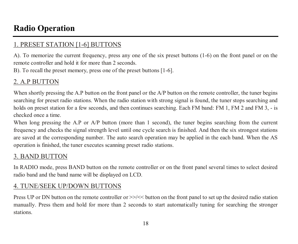 Radio operation | Hyundai H-CMD7070 User Manual | Page 18 / 85