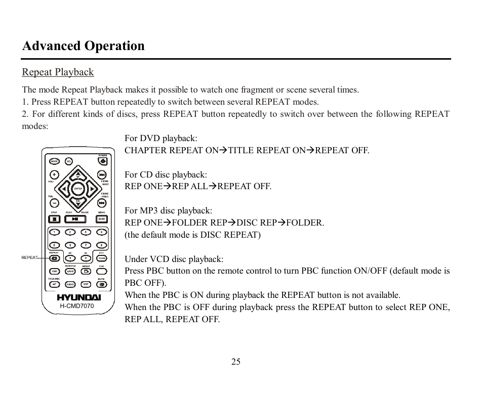 Advanced operation | Hyundai H-CMD7070 User Manual | Page 25 / 85