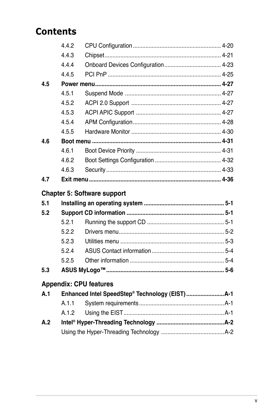 Asus P5LD2-X/1333 User Manual | Page 5 / 110