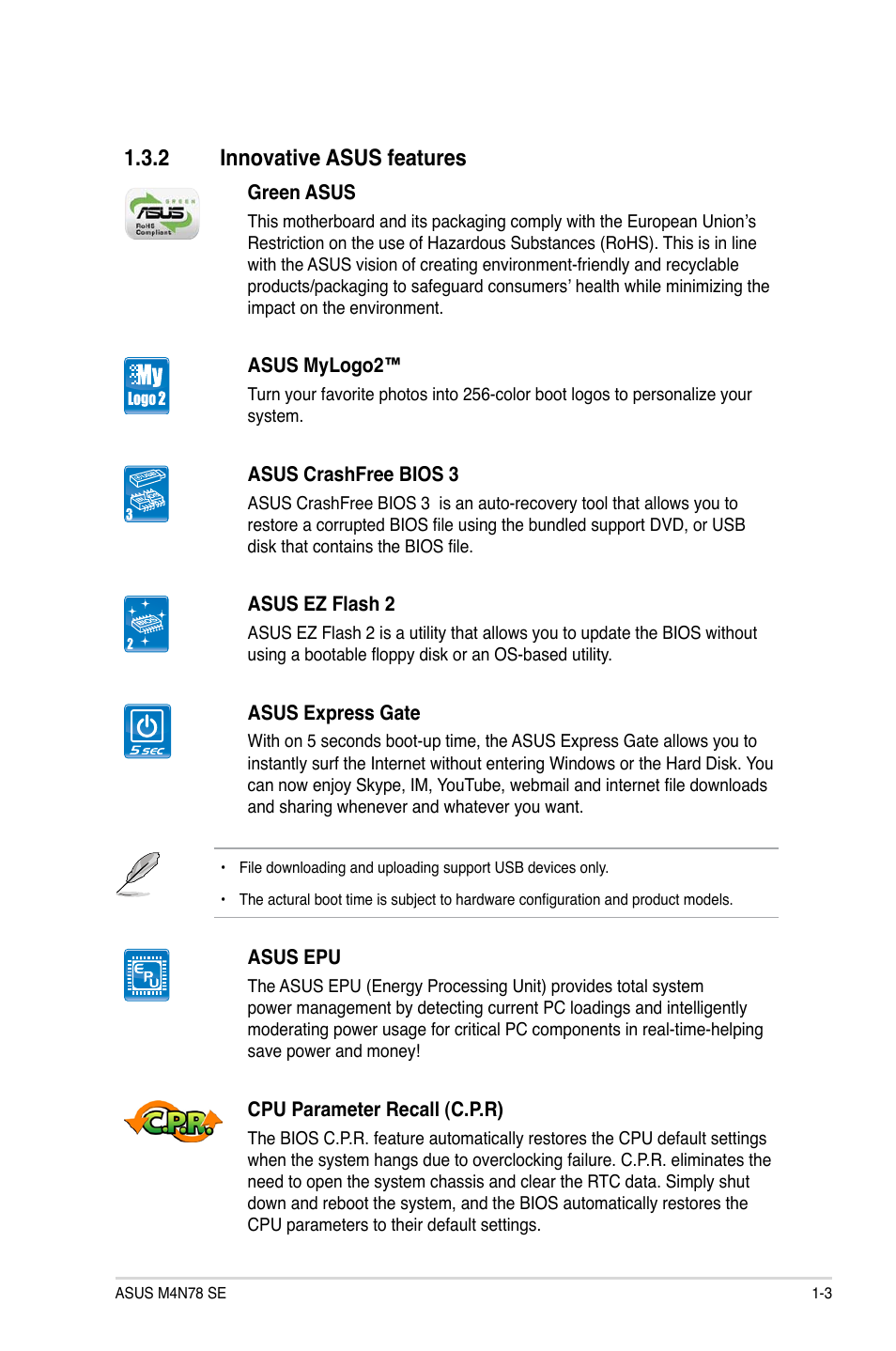 2 innovative asus features, Innovative asus features -3 | Asus M4N78 SE User Manual | Page 13 / 58