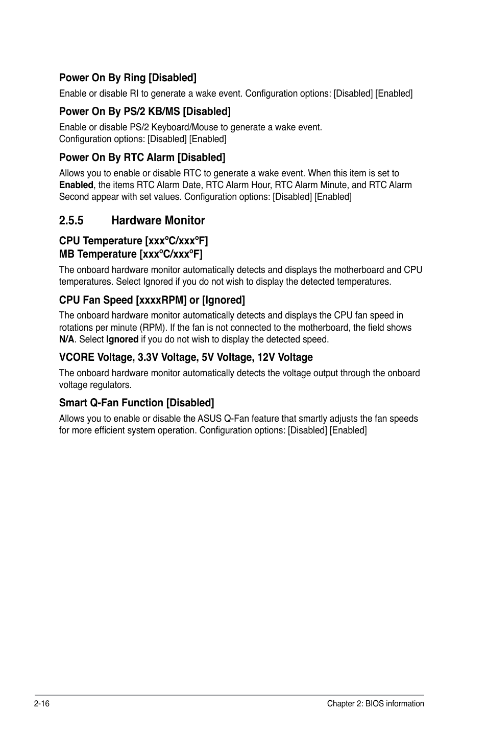 5 hardware monitor, Hardware monitor -16 | Asus M4N78 SE User Manual | Page 52 / 58