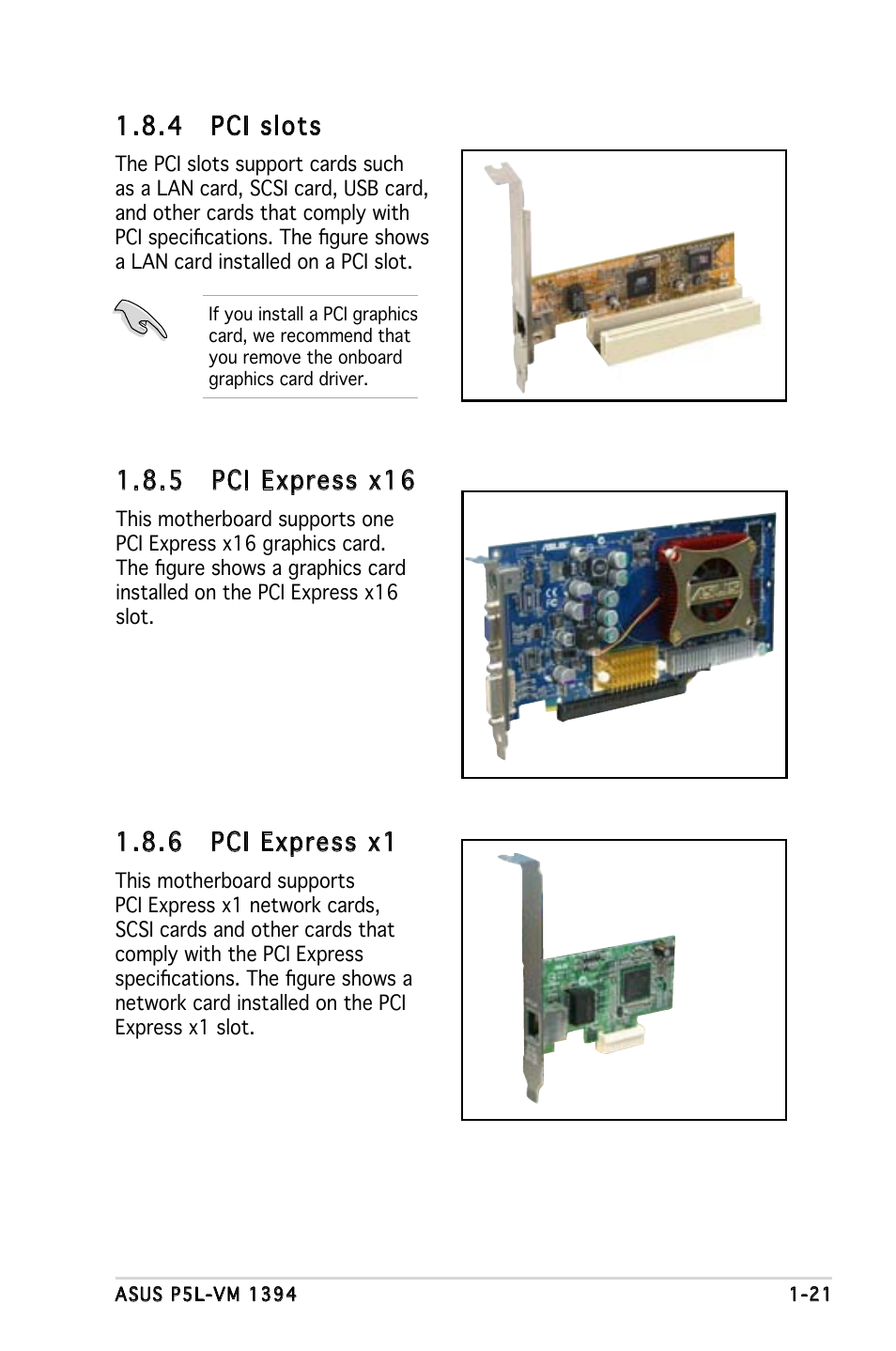 4 pci slots, 5 pci express x16, 6 pci express x1 | Asus P5L-VM 1394 User Manual | Page 33 / 96