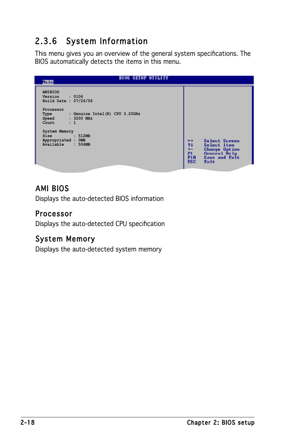 6 system information, Ami bios, Processor | Asus P5L-VM 1394 User Manual | Page 64 / 96