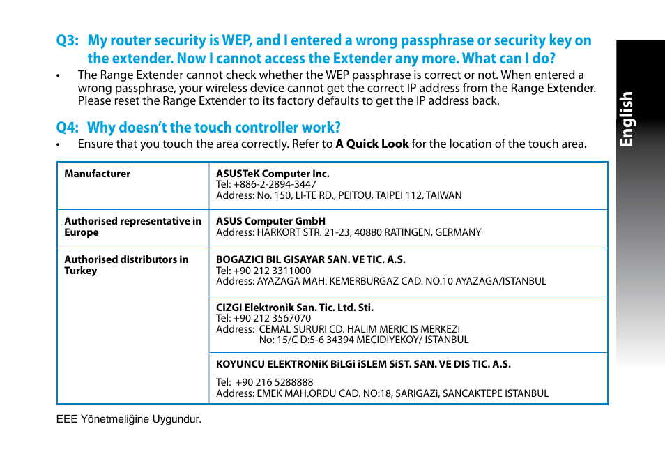 English, Q4: why doesn’t the touch controller work | Asus RP-N53 User Manual | Page 11 / 119