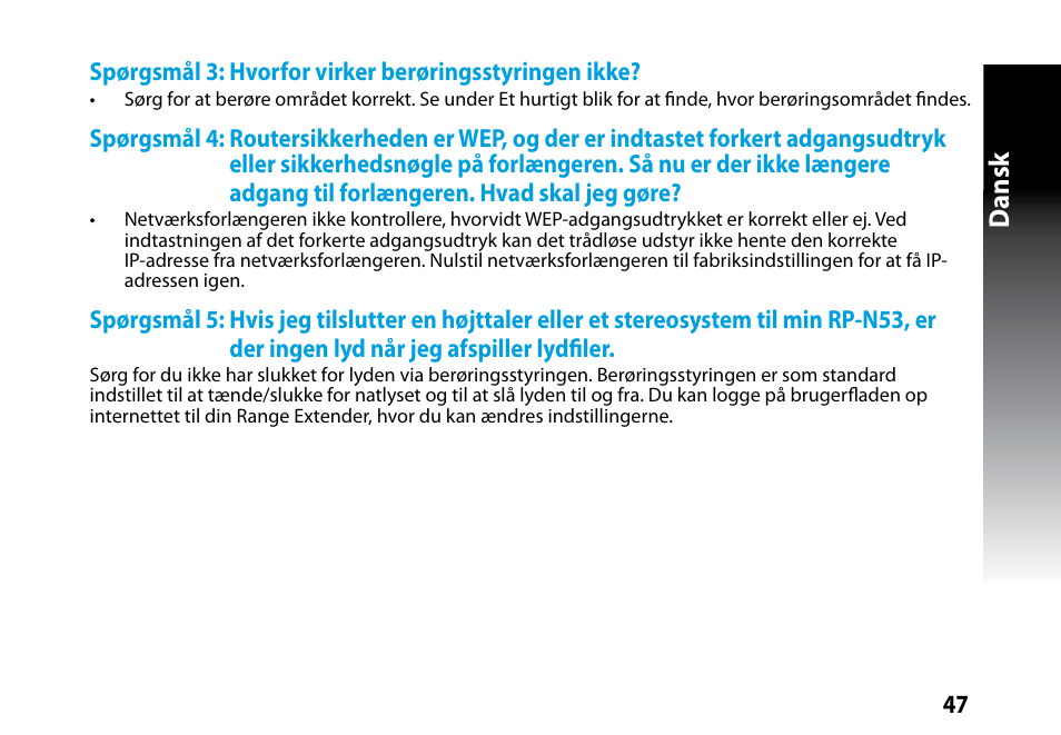 Dansk | Asus RP-N53 User Manual | Page 47 / 119