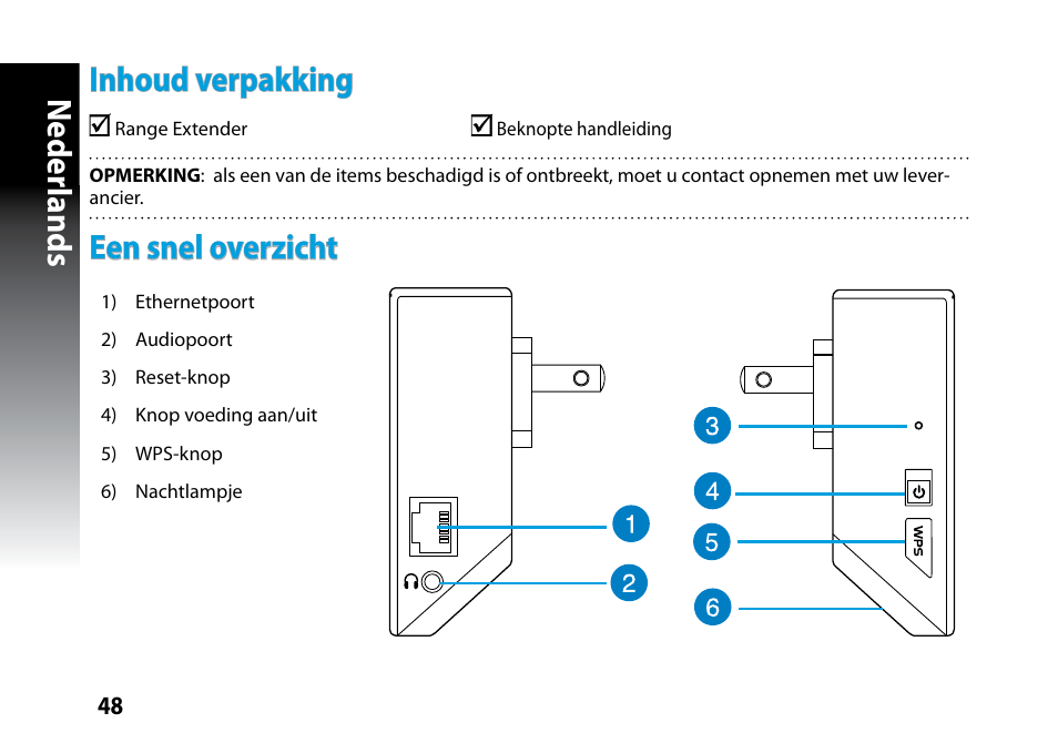 Neder lands, Inhoud verpakking, Een snel overzicht | Asus RP-N53 User Manual | Page 48 / 119