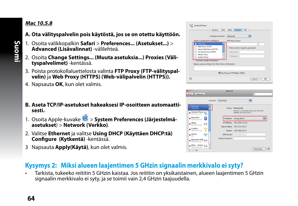 Suomi | Asus RP-N53 User Manual | Page 64 / 119