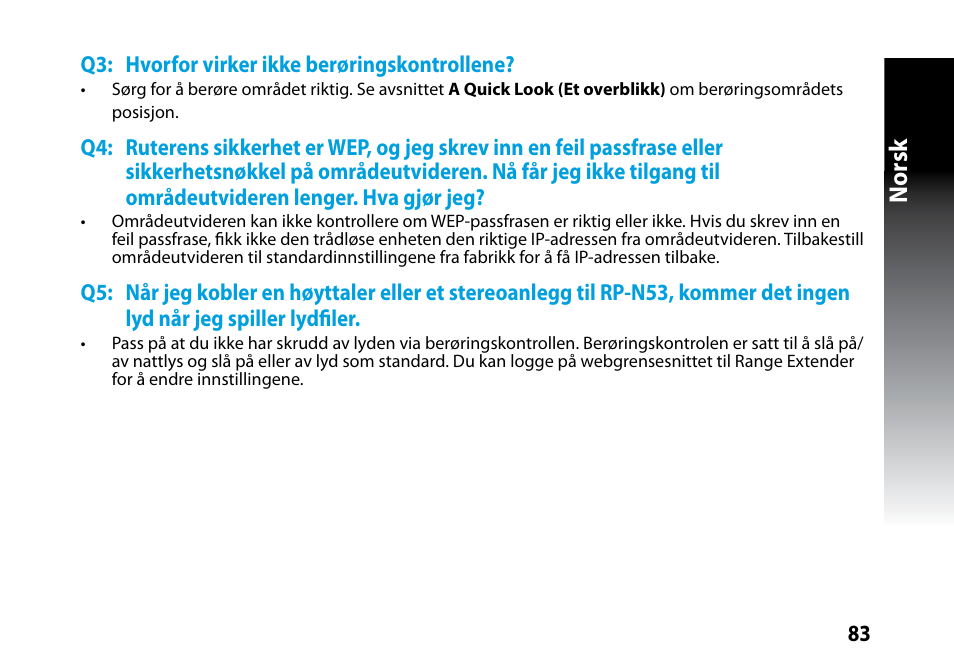 Norsk | Asus RP-N53 User Manual | Page 83 / 119