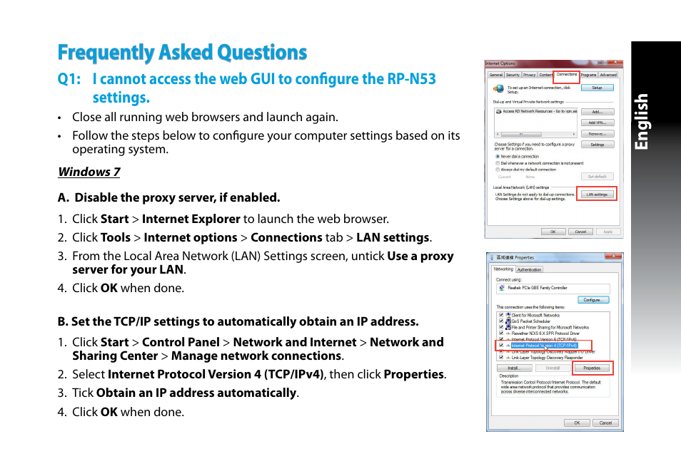 Frequently asked questions, English | Asus RP-N53 User Manual | Page 9 / 119