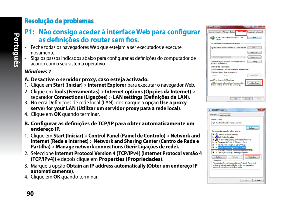 Por tuguês, 90 resolução de problemas | Asus RP-N53 User Manual | Page 90 / 119