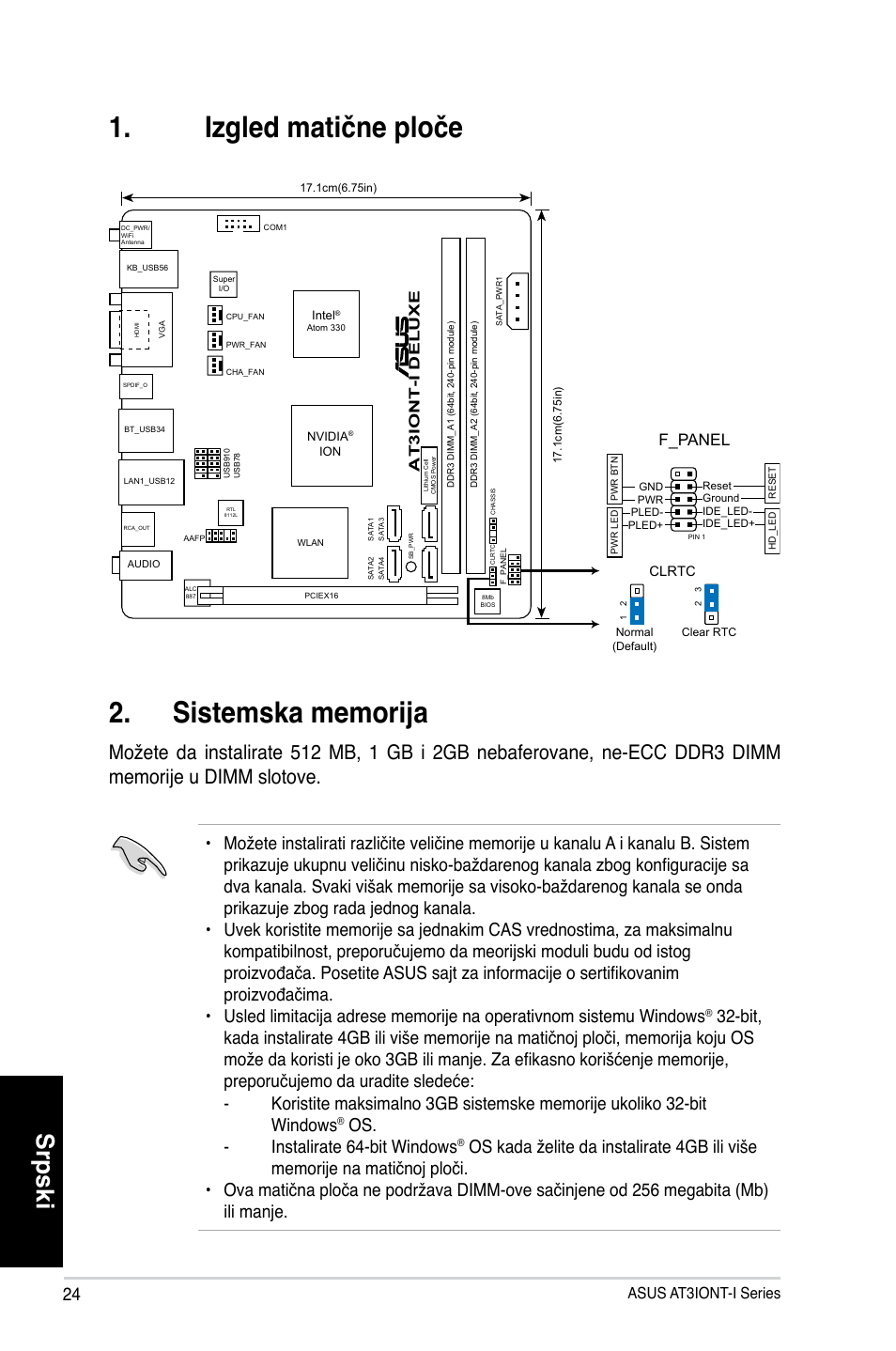 Srpski, Os. - instalirate 64-bit windows, F_panel | Asus at3iont-i series | Asus AT3IONT-I DELUXE User Manual | Page 24 / 28