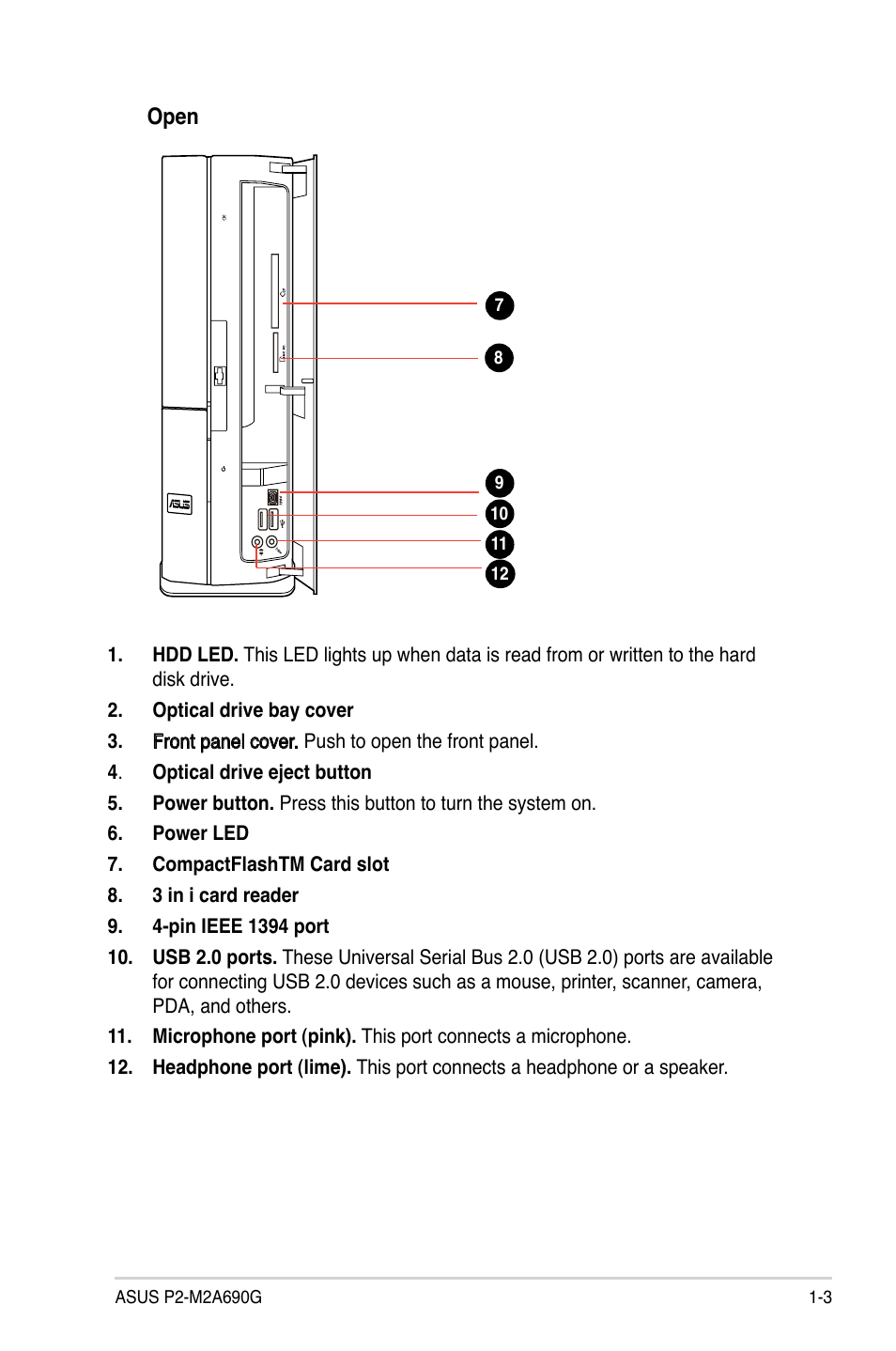 Open | Asus P2-M2A690G User Manual | Page 13 / 94