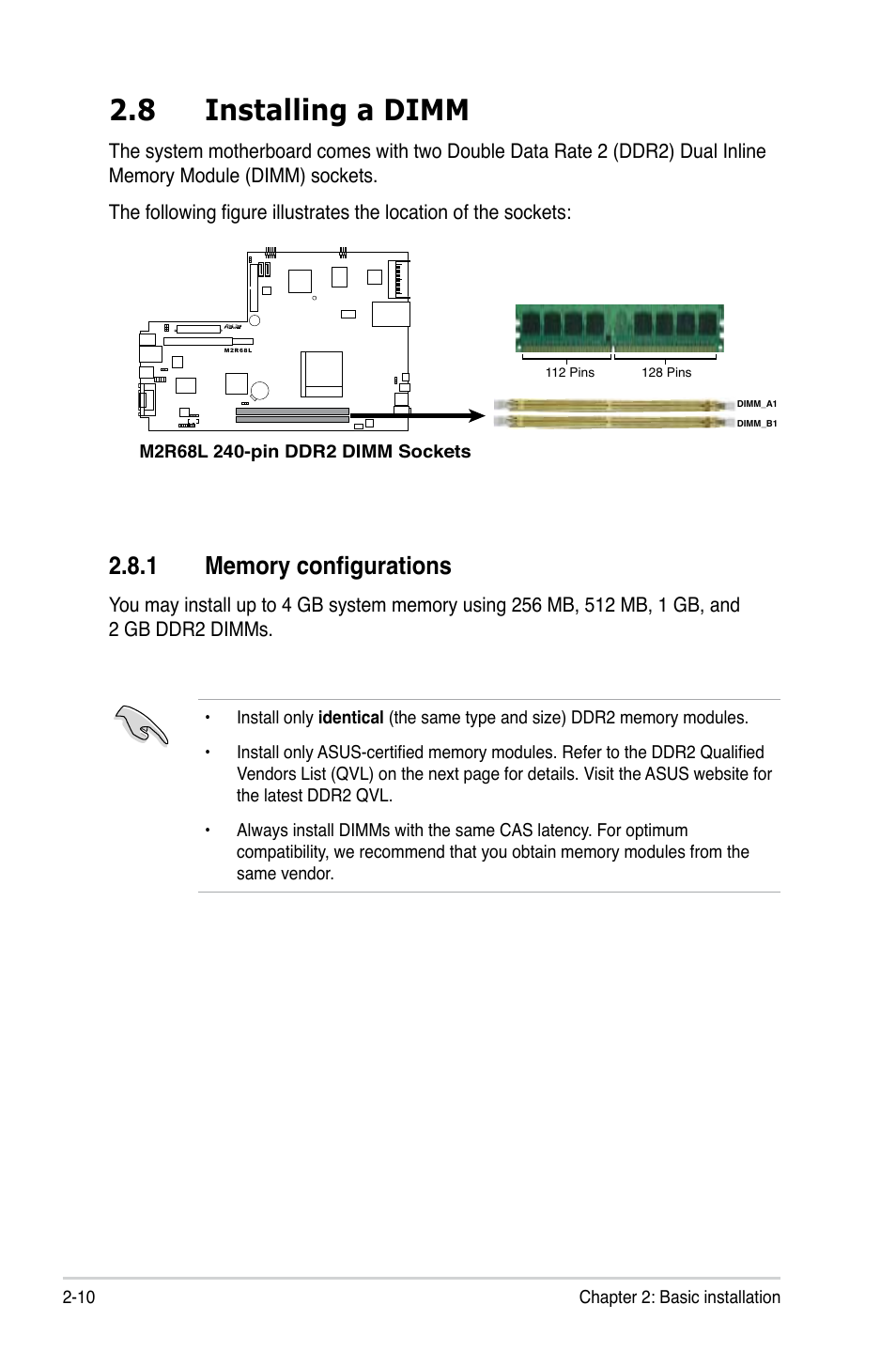 8 installing a dimm | Asus P2-M2A690G User Manual | Page 26 / 94