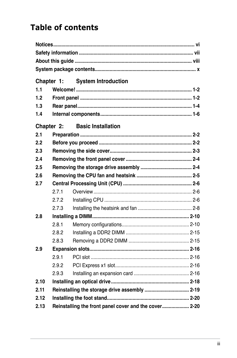 Asus P2-M2A690G User Manual | Page 3 / 94