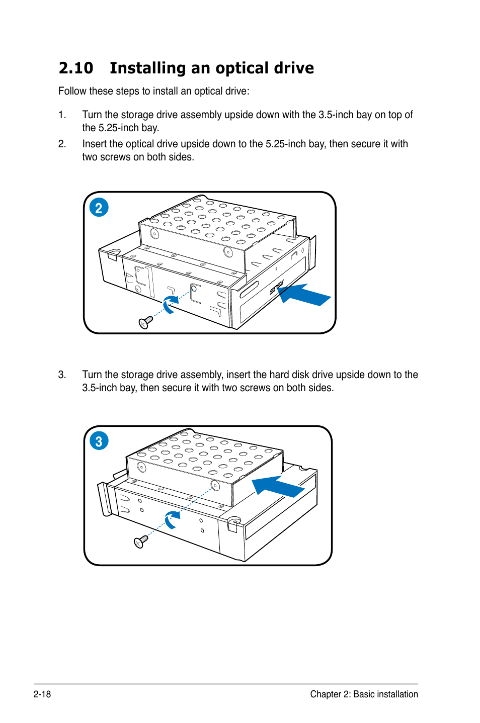 10 installing an optical drive | Asus P2-M2A690G User Manual | Page 34 / 94