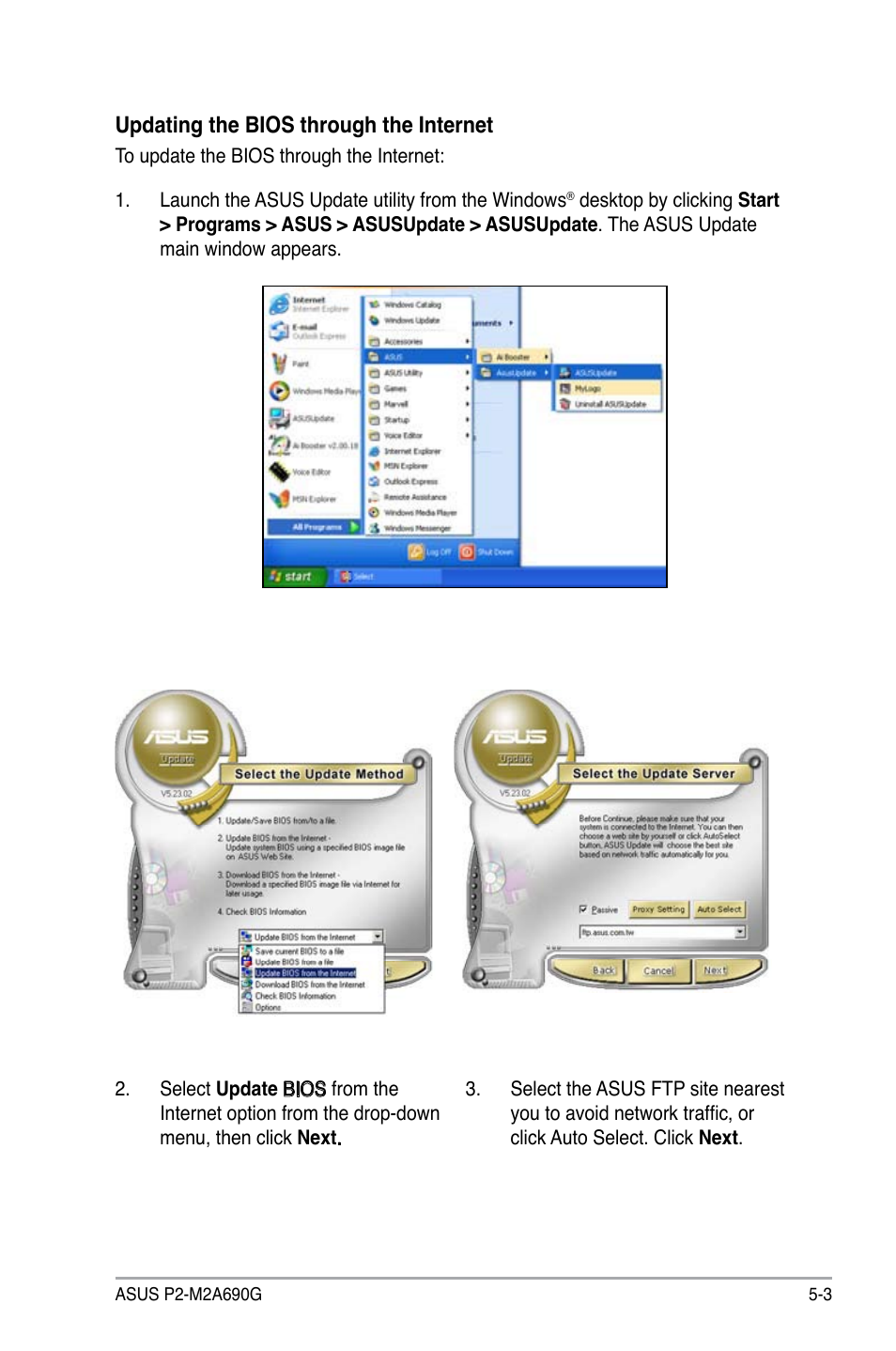 Updating the bios through the internet | Asus P2-M2A690G User Manual | Page 61 / 94