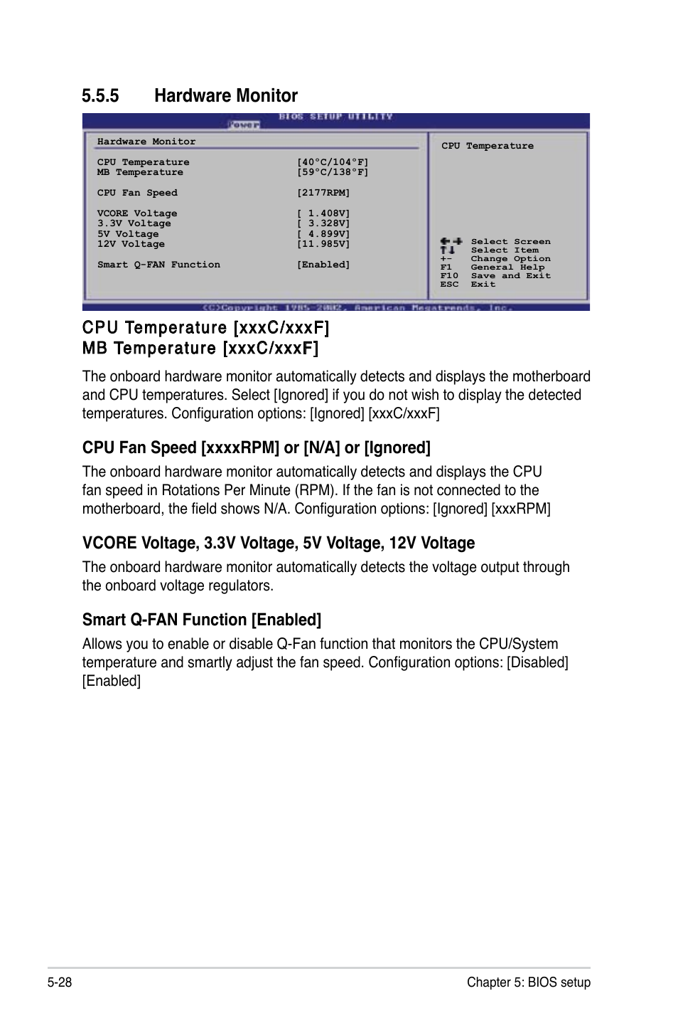 5 hardware monitor, Smart q-fan function [enabled | Asus P2-M2A690G User Manual | Page 86 / 94