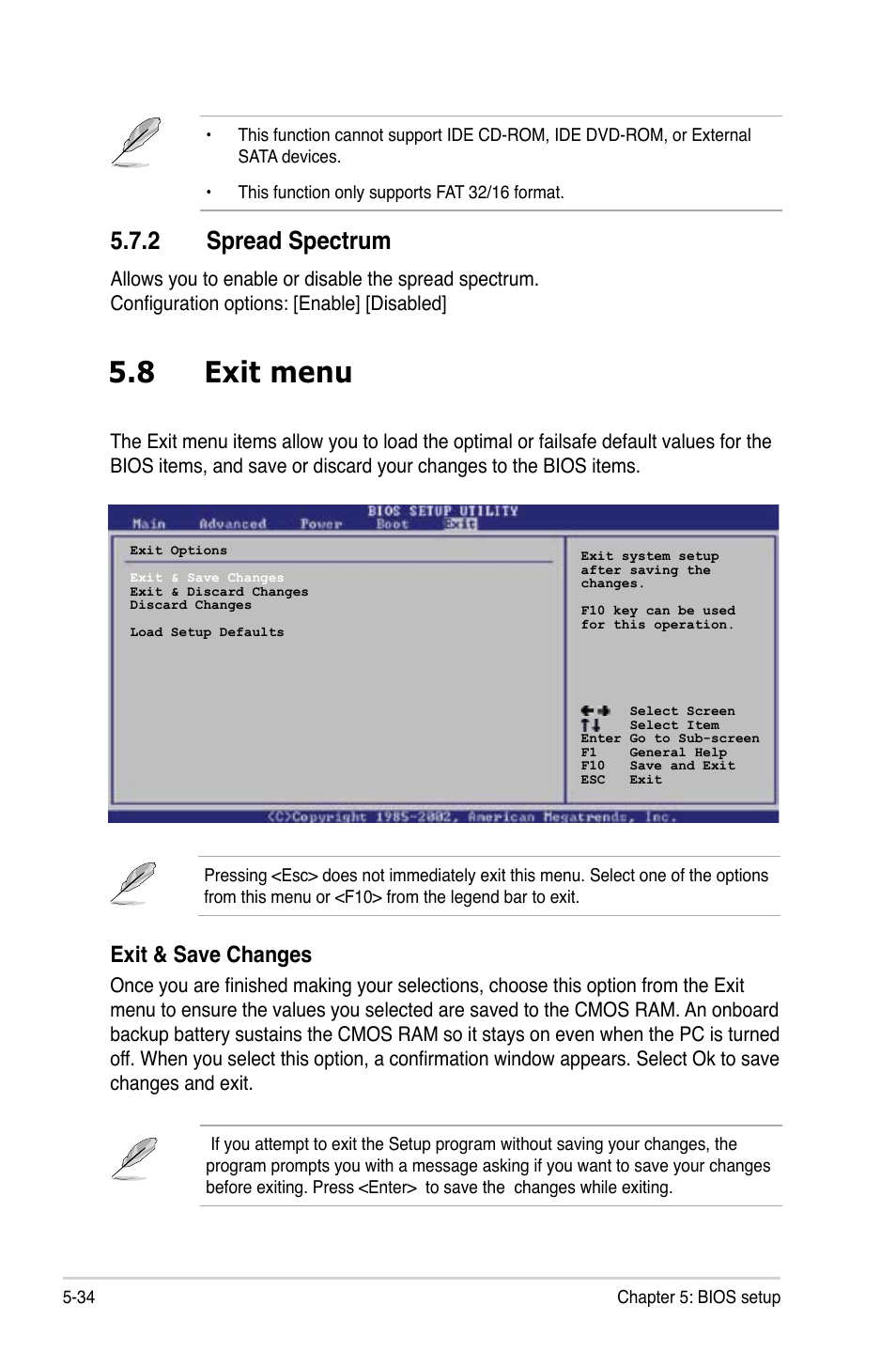 8 exit menu, 2 spread spectrum, Exit & save changes | Asus P2-M2A690G User Manual | Page 92 / 94