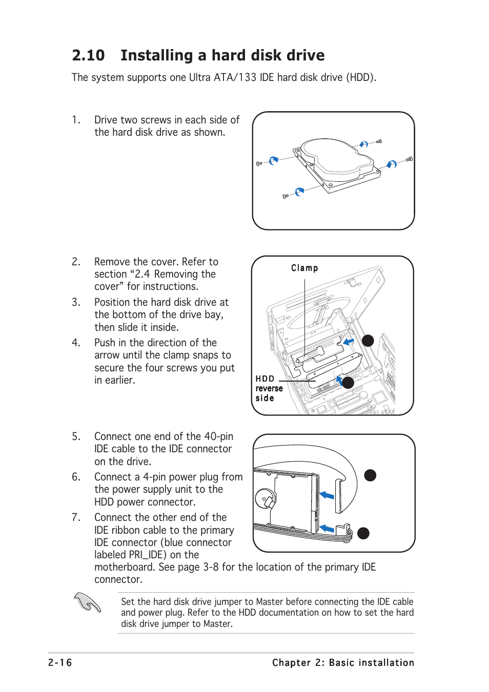 10 installing a hard disk drive | Asus S-presso User Manual | Page 36 / 106