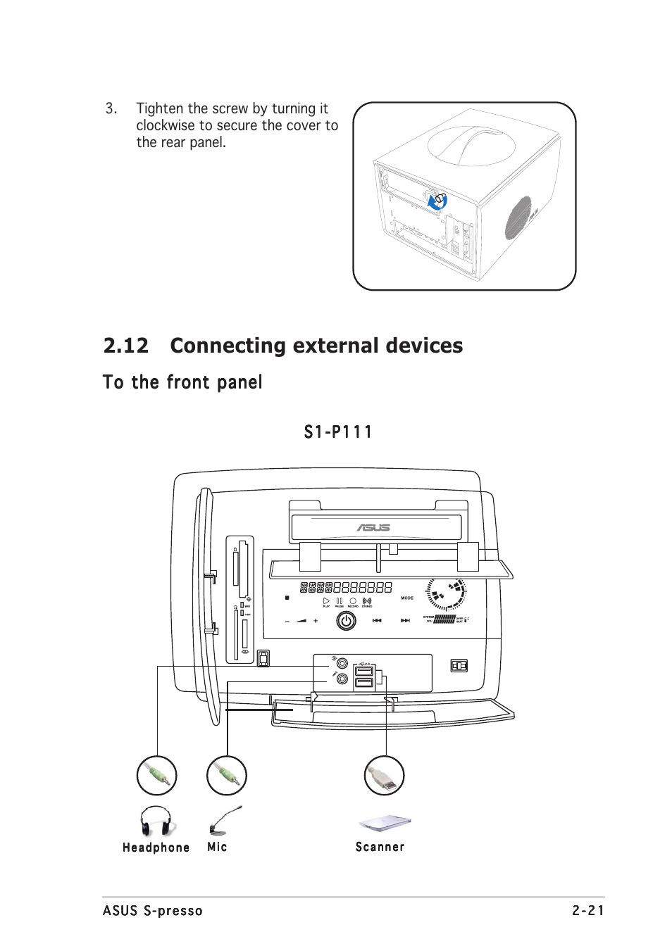 12 connecting external devices, S1-p111 | Asus S-presso User Manual | Page 41 / 106