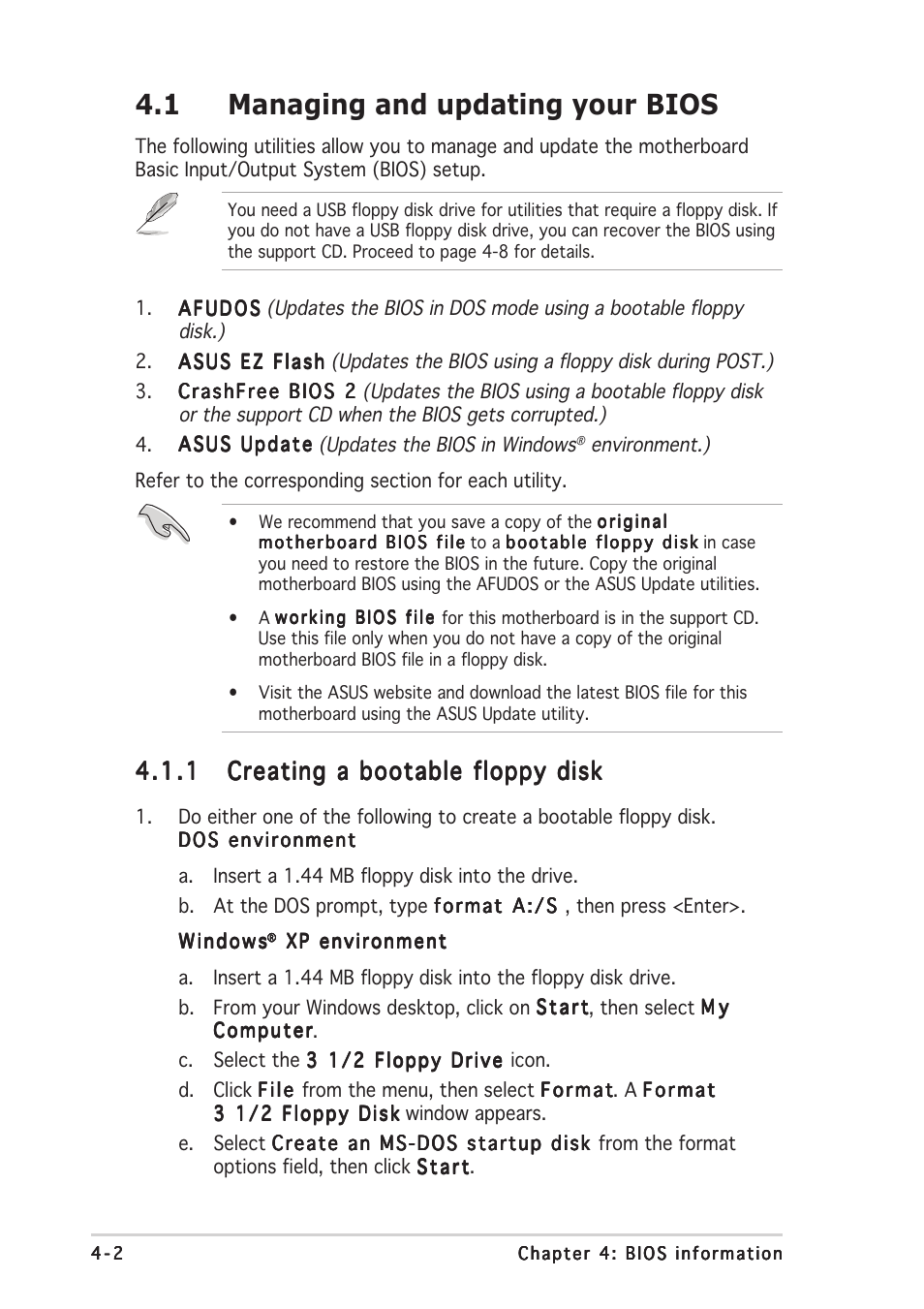 1 managing and updating your bios | Asus S-presso User Manual | Page 56 / 106