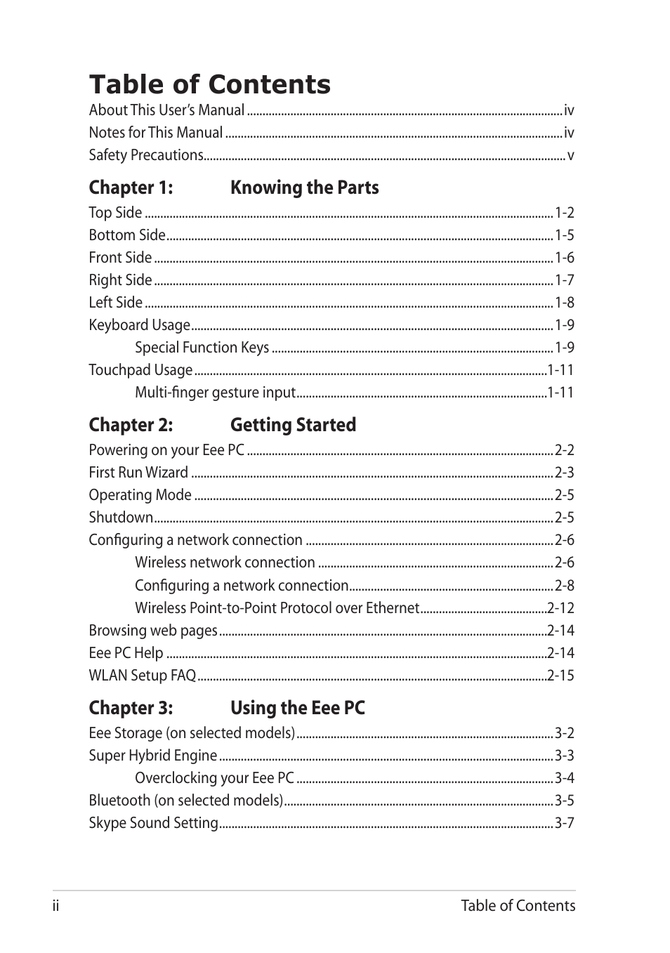 Asus Eee PC 1101HA User Manual | Page 2 / 82