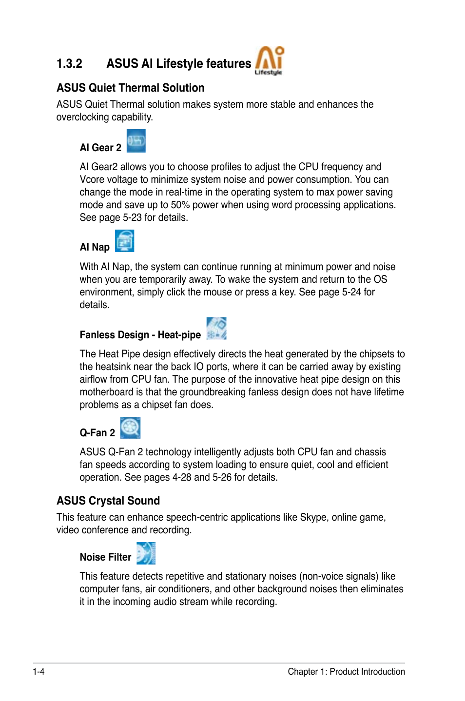 2 asus ai lifestyle features | Asus P5K-V User Manual | Page 20 / 150