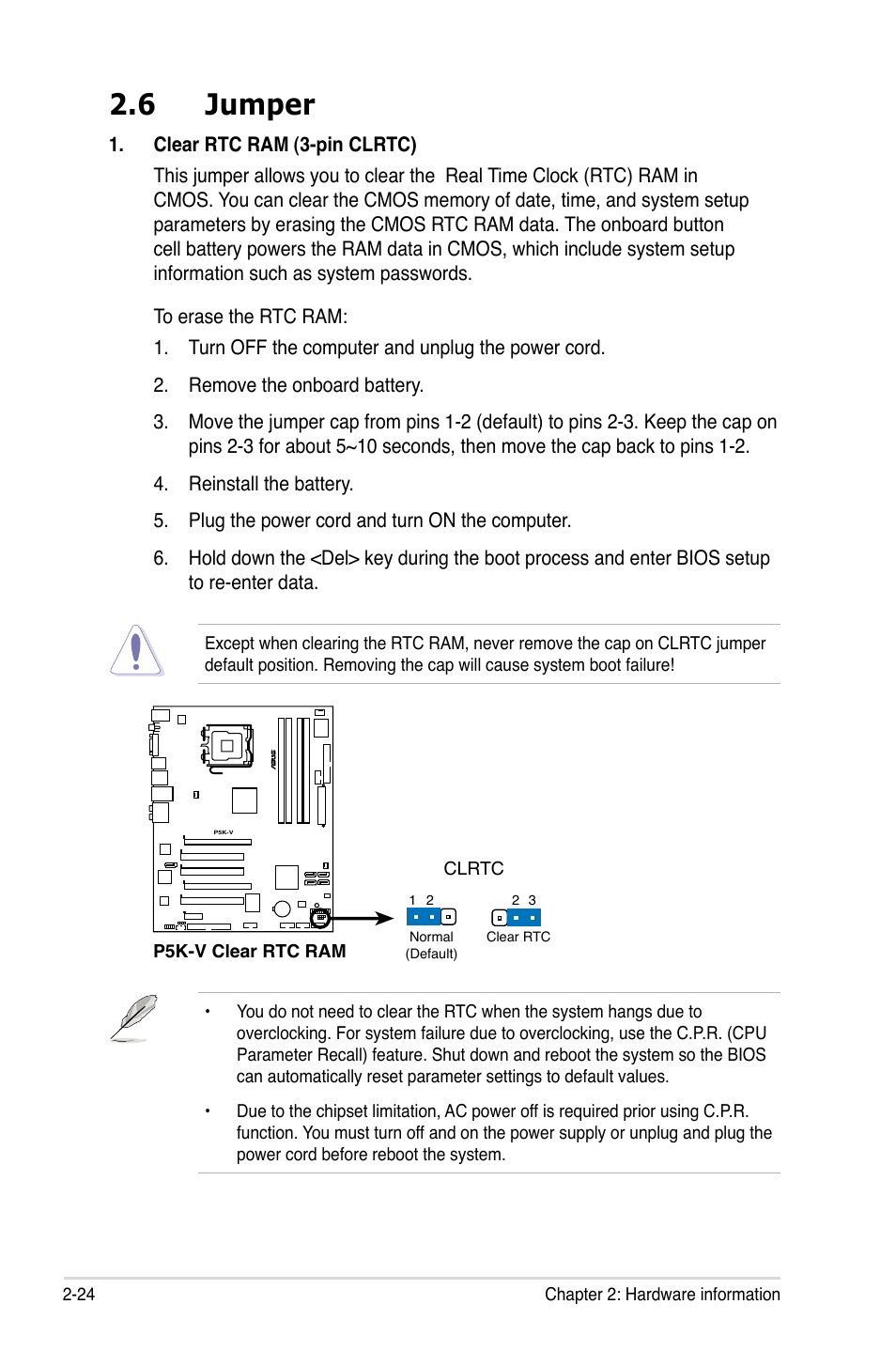 6 jumper | Asus P5K-V User Manual | Page 48 / 150