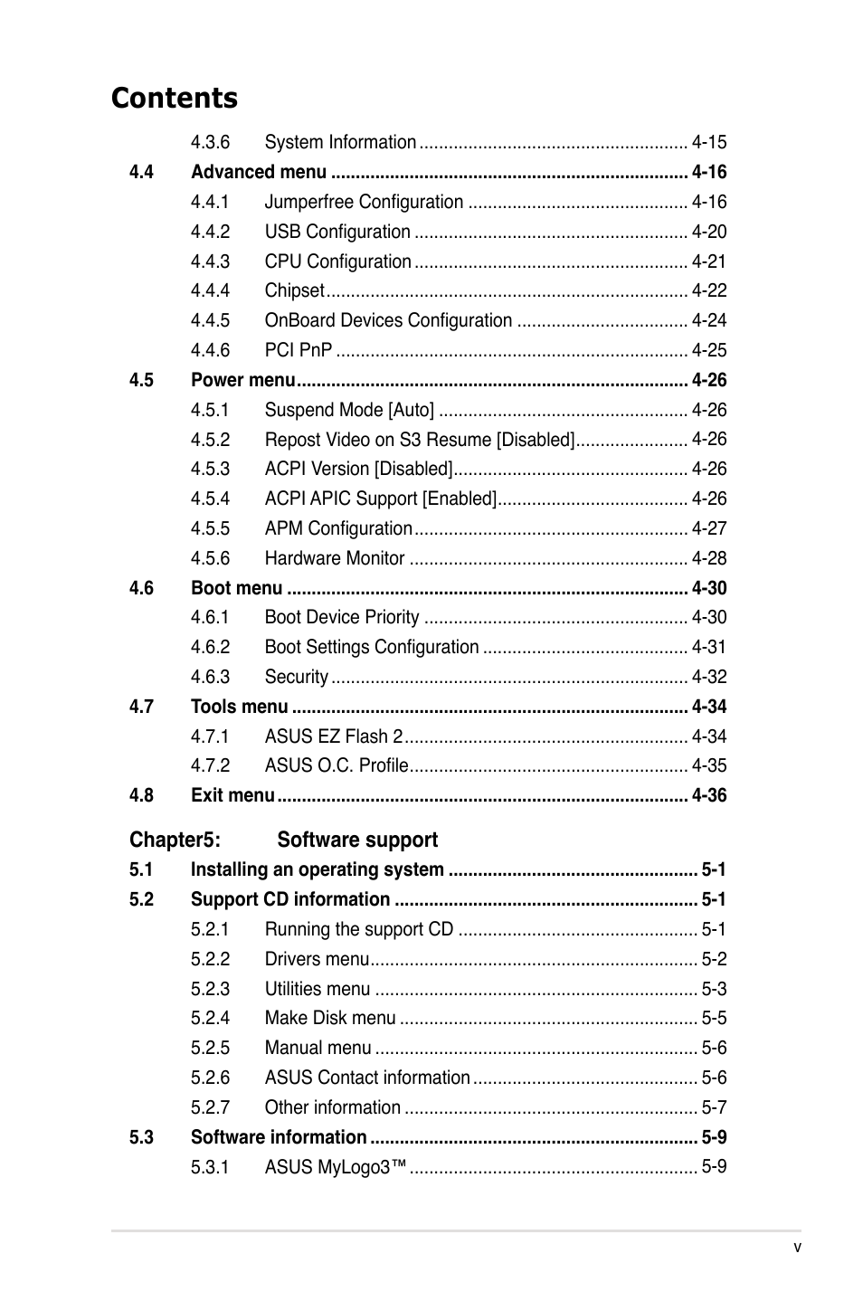 Asus P5K-V User Manual | Page 5 / 150