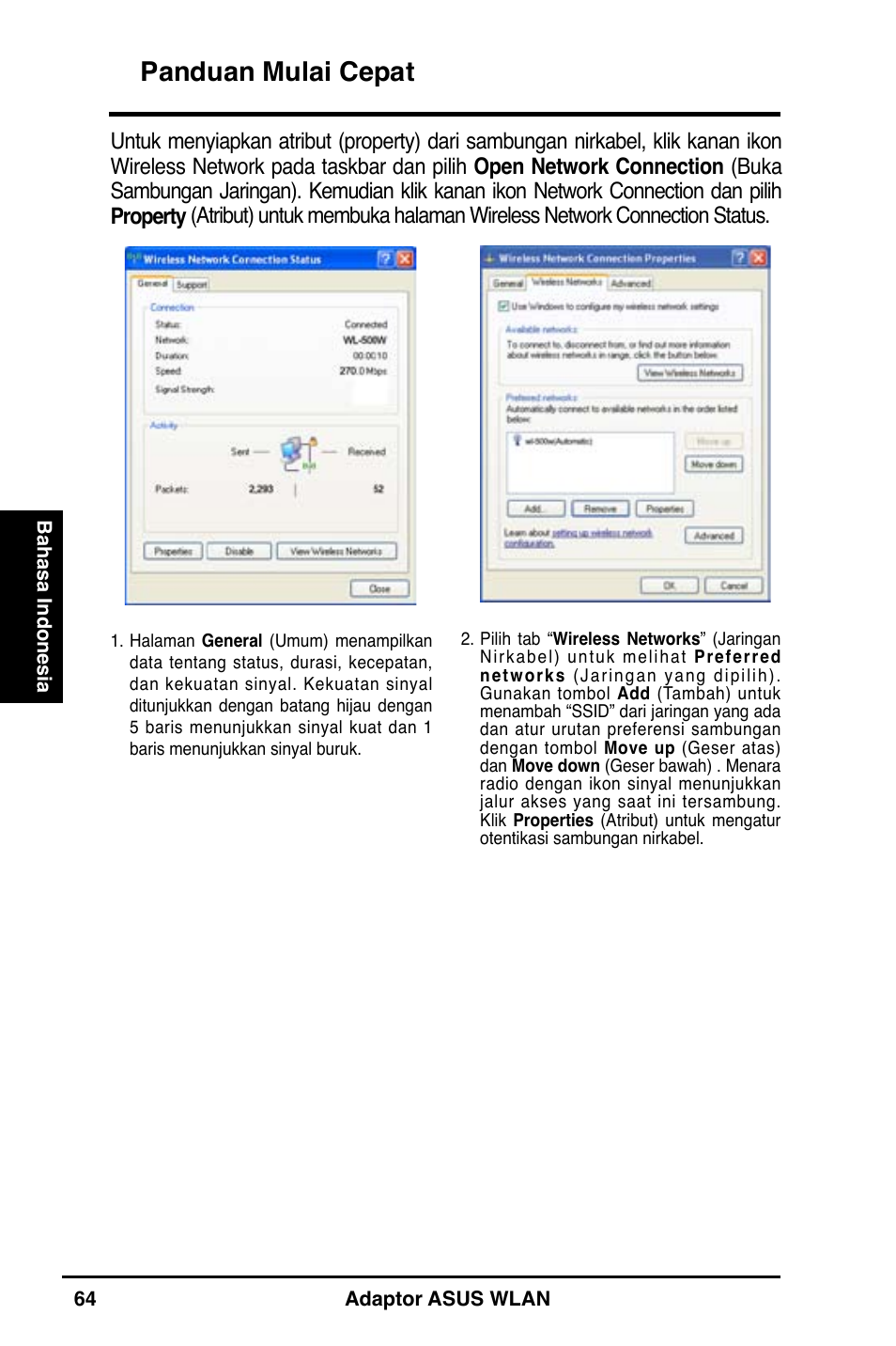 Panduan mulai cepat | Asus WL-160N User Manual | Page 66 / 85