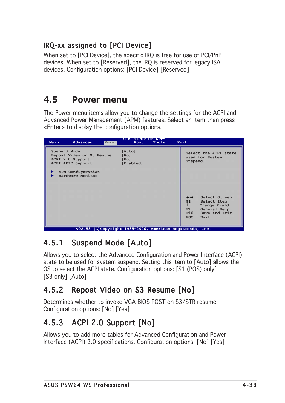 5 power menu | Asus P5W64 WS Professional User Manual | Page 107 / 164