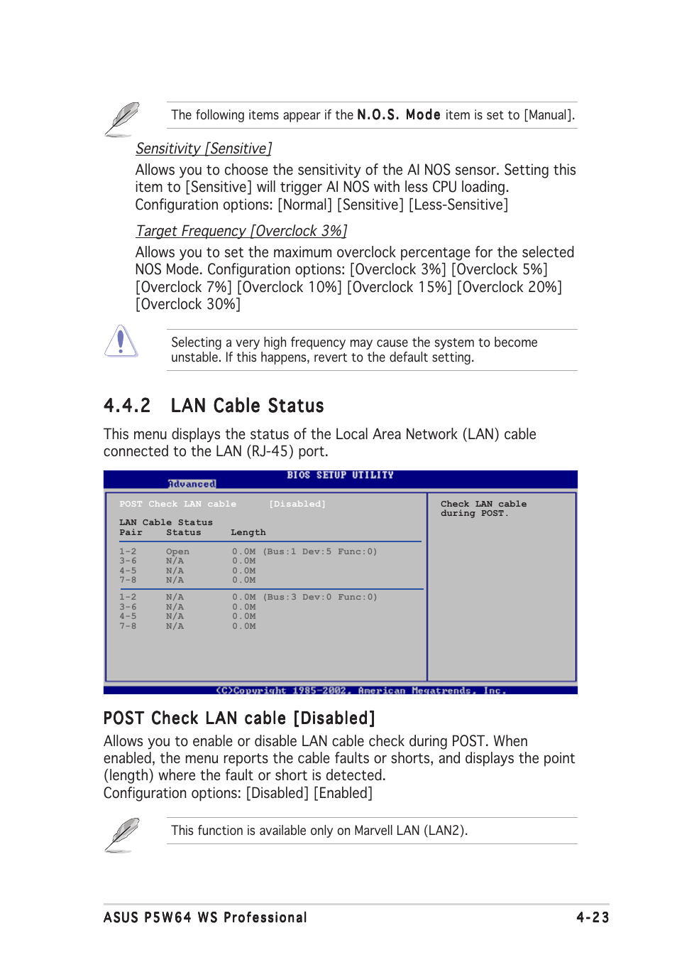 Post check lan cable [disabled | Asus P5W64 WS Professional User Manual | Page 97 / 164