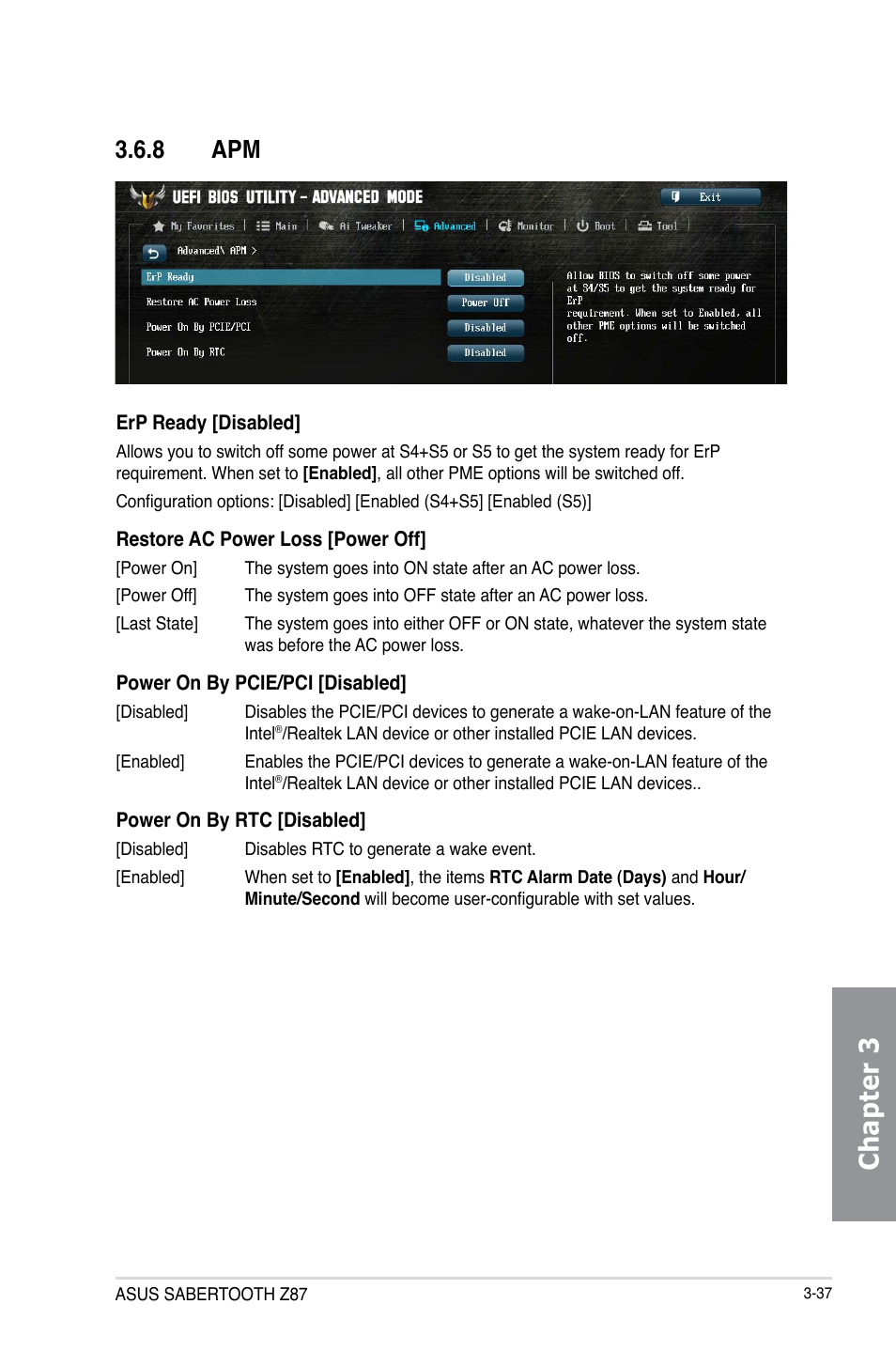 8 apm, Apm -37, Chapter 3 | Asus SABERTOOTH Z87 User Manual | Page 103 / 166