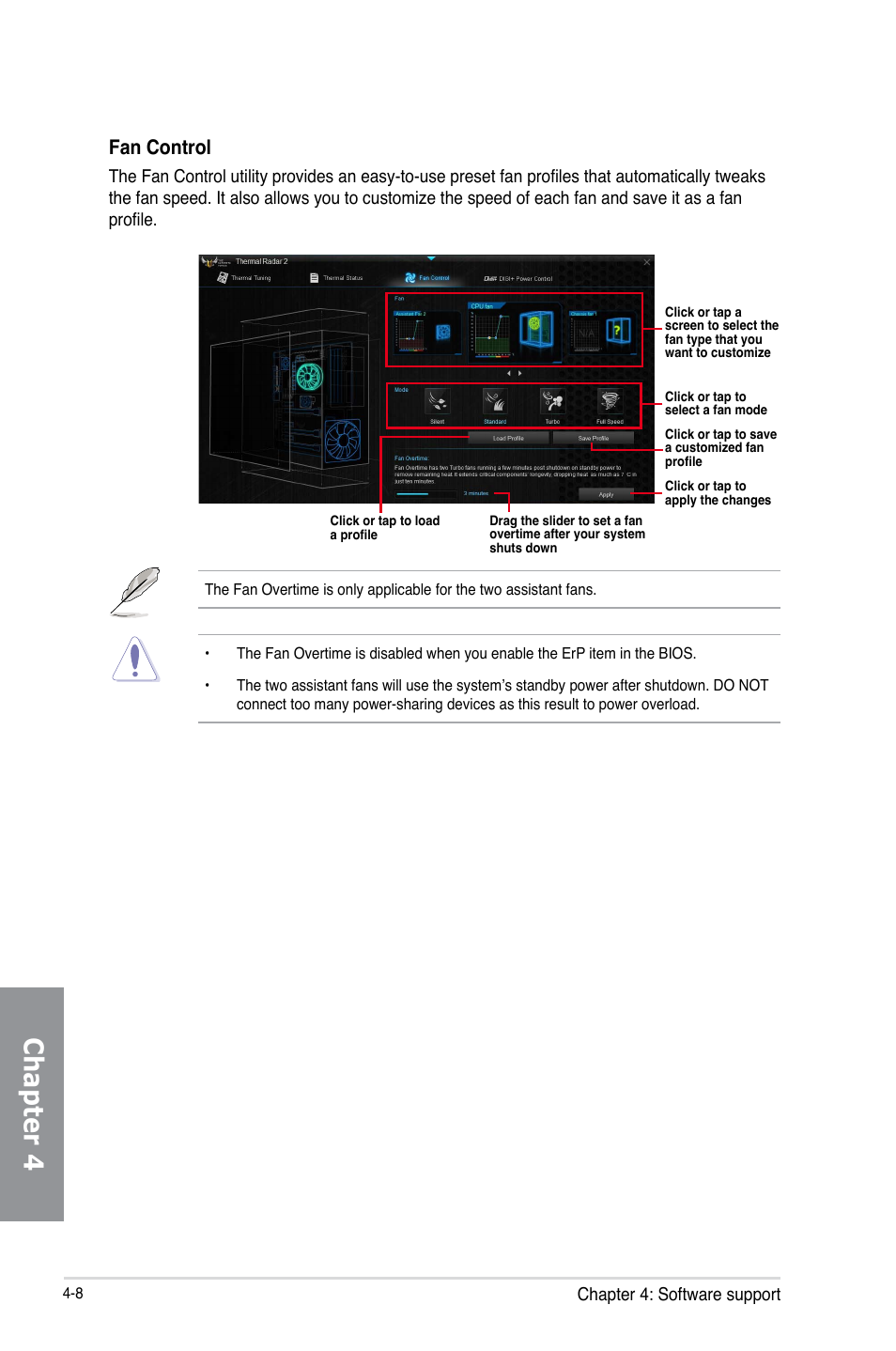 Chapter 4, Fan control | Asus SABERTOOTH Z87 User Manual | Page 132 / 166