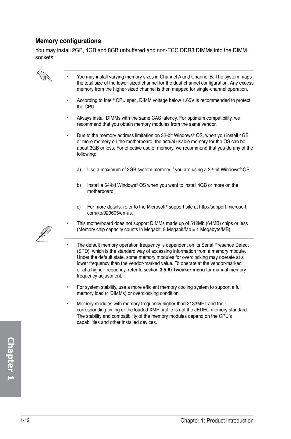 Chapter 1 | Asus SABERTOOTH Z87 User Manual | Page 26 / 166