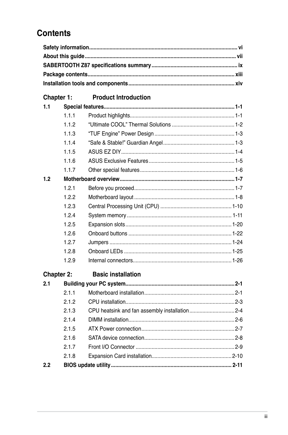 Asus SABERTOOTH Z87 User Manual | Page 3 / 166