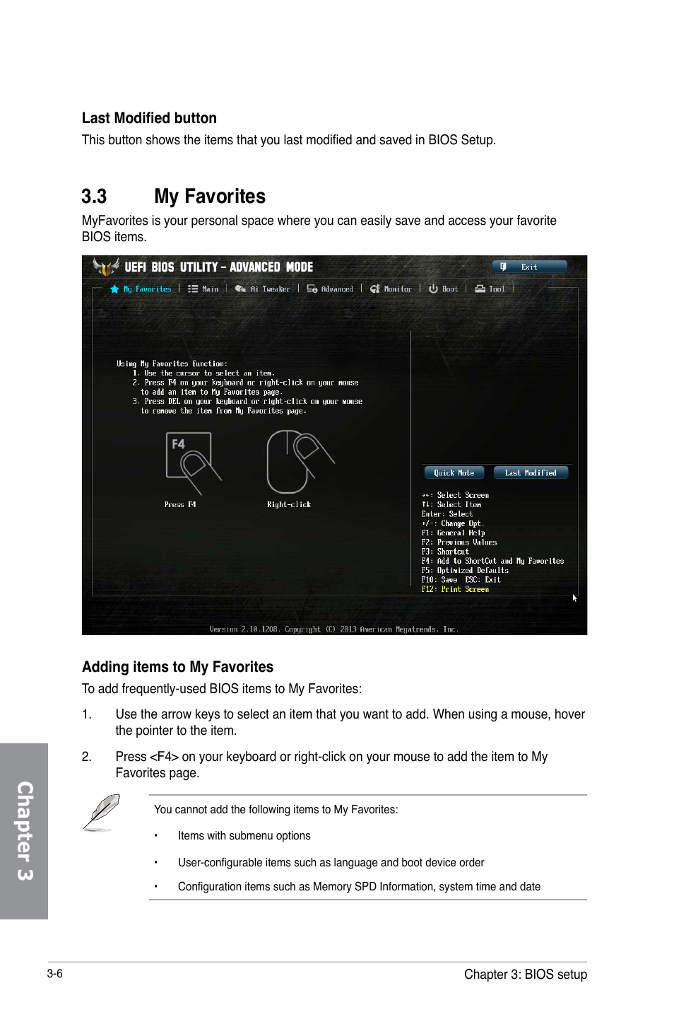 3 my favorites, My favorites -6, Chapter 3 3.3 my favorites | Asus SABERTOOTH Z87 User Manual | Page 72 / 166
