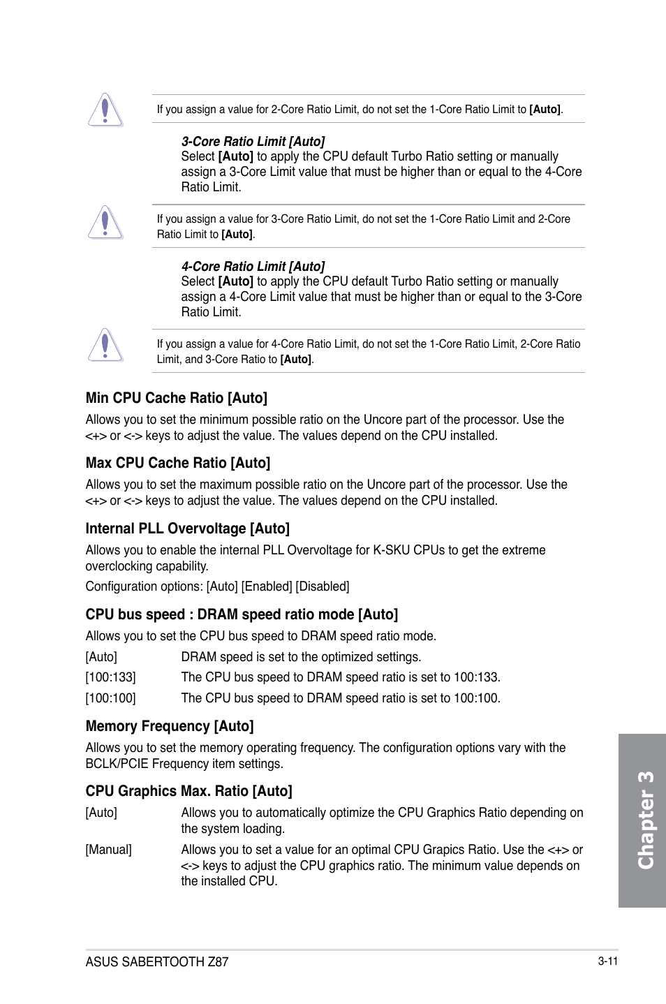 Chapter 3 | Asus SABERTOOTH Z87 User Manual | Page 77 / 166