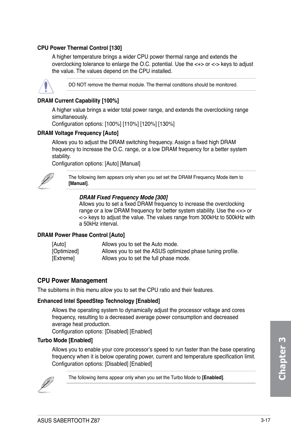 Chapter 3 | Asus SABERTOOTH Z87 User Manual | Page 83 / 166