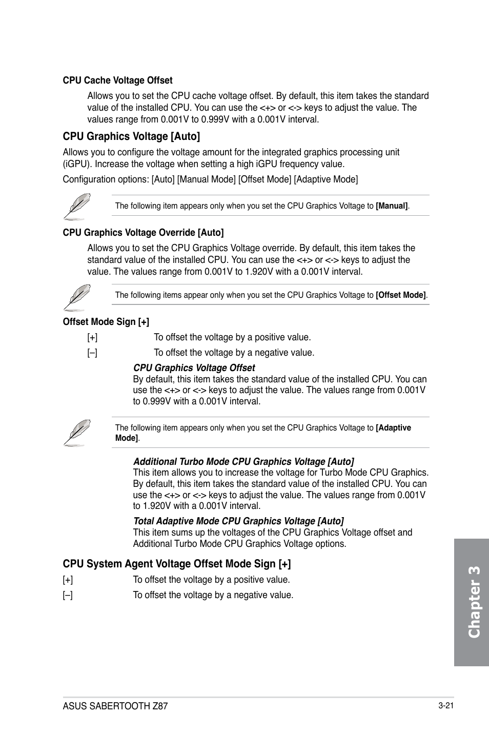 Chapter 3 | Asus SABERTOOTH Z87 User Manual | Page 87 / 166