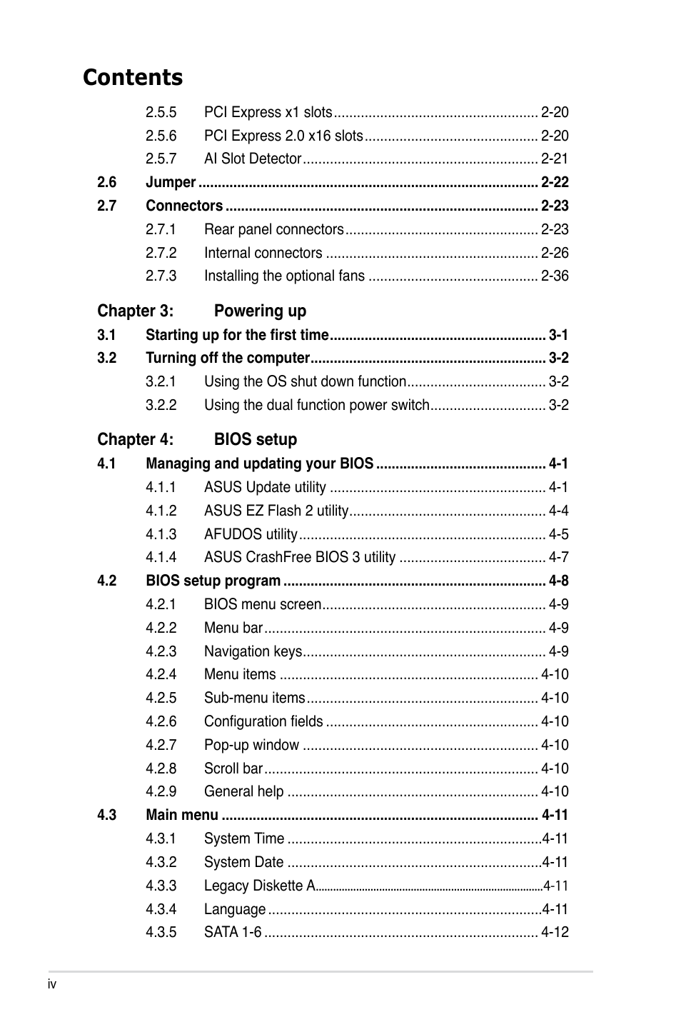 Asus P5E3 DELUXE/WiFi-AP User Manual | Page 4 / 194