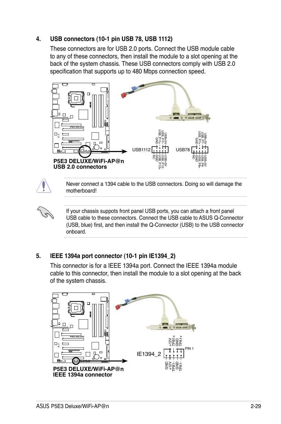 P5e3 deluxe/wifi-ap@n usb 2.0 connectors | Asus P5E3 DELUXE/WiFi-AP User Manual | Page 55 / 194