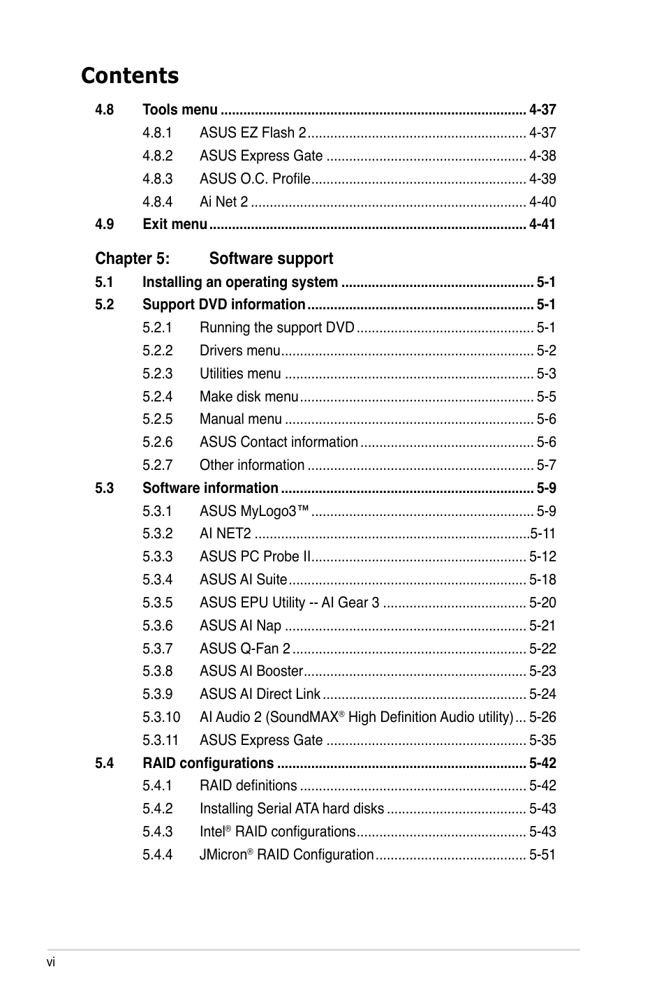 Asus P5E3 DELUXE/WiFi-AP User Manual | Page 6 / 194