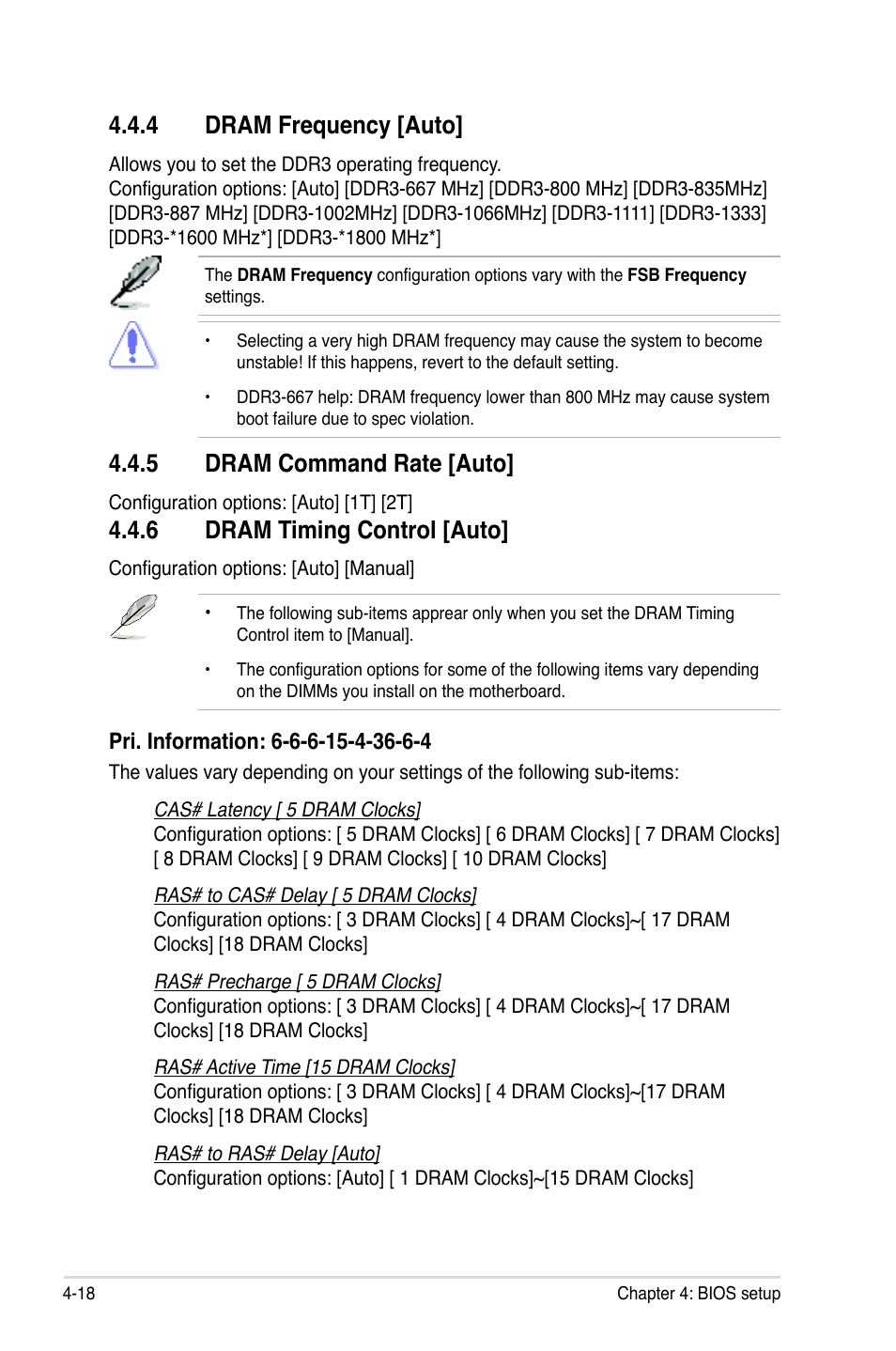 5 dram command rate [auto, 6 dram timing control [auto, 4 dram frequency [auto | Asus P5E3 DELUXE/WiFi-AP User Manual | Page 88 / 194