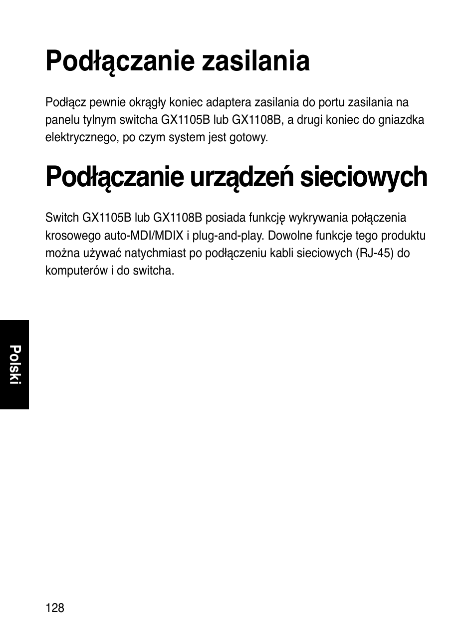 Podłączanie zasilania, Podłączanie urządzeń sieciowych | Asus GX1108B User Manual | Page 129 / 145