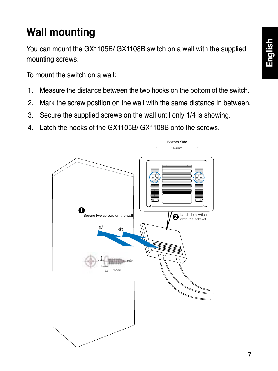 Wall mounting, English | Asus GX1108B User Manual | Page 8 / 145