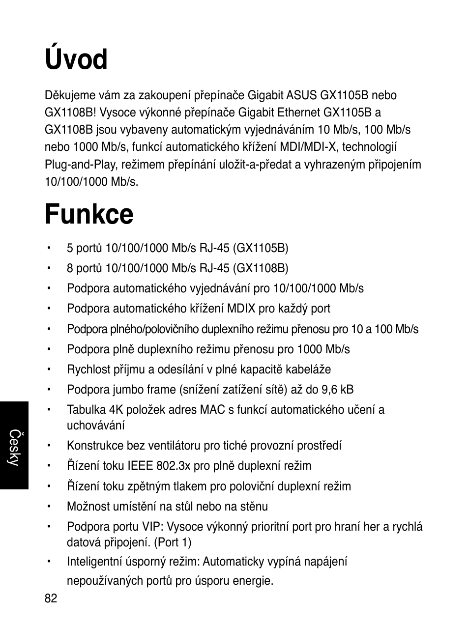 Úvod, Funkce | Asus GX1108B User Manual | Page 83 / 145