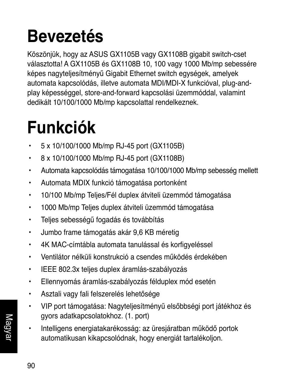 Bevezetés, Funkciók | Asus GX1108B User Manual | Page 91 / 145