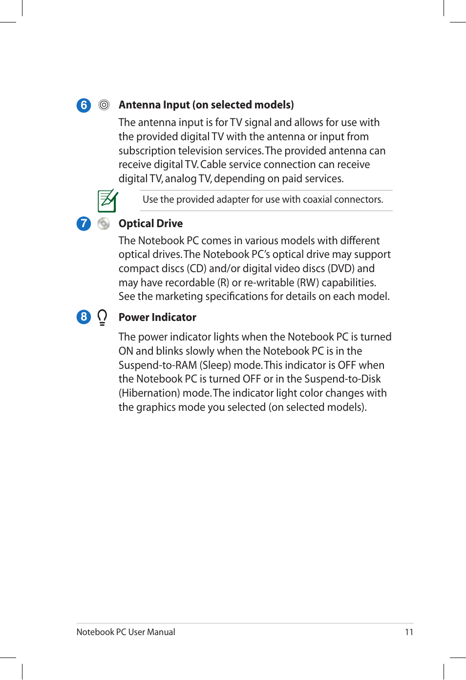 Asus X77JQ User Manual | Page 11 / 28